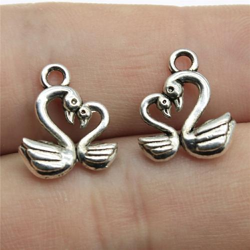 Zinc Alloy Animal Pendants Swan antique silver color plated DIY Sold By PC