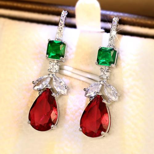 Boucles d'oreilles en laiton zircon cubique pavent, bijoux de mode & pavé de micro zircon & pour femme, 35mm, Vendu par paire