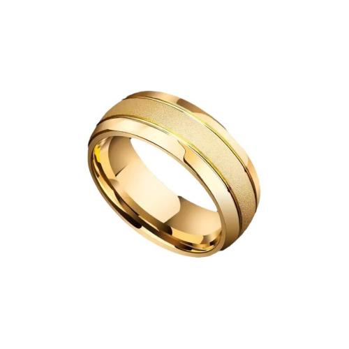 Vinger Ring in edelstaal, 304 roestvrij staal, mode sieraden & uniseks & verschillende grootte voor keus, gouden, width 8mm, thickness 2mm, Verkocht door PC