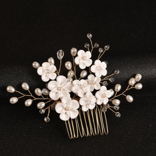 Decorative Hair Combs Iron with Polymer Clay & Crystal & Plastic Pearl fashion jewelry & for woman Sold By PC