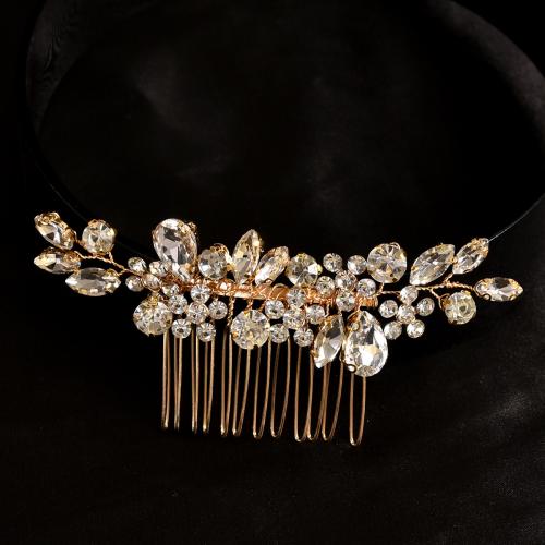 Decorative Hair Combs Zinc Alloy fashion jewelry & for woman & with rhinestone golden Sold By PC