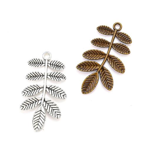 Cink ötvözet Leaf Medálok, Levél növényen, galvanizált, DIY, több színt a választás, nikkel, ólom és kadmium mentes, 38x21mm, 100PC-k/Bag, Által értékesített Bag