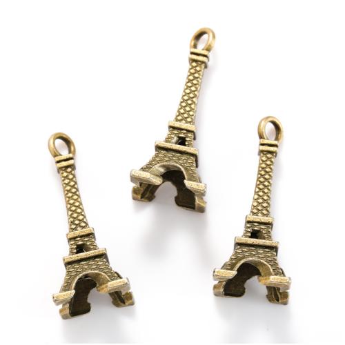 Sinc Alloy Pendants, Eiffel Túr, plátáilte, DIY, dathanna níos mó le haghaidh rogha, nicil, luaidhe & caidmiam saor in aisce, 33x19mm, Thart 100ríomhairí pearsanta/Mála, Díolta De réir Mála