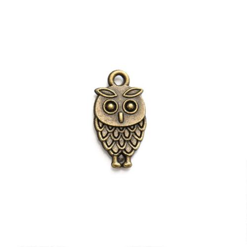 Zinc Alloy Animal Pendler, Owl, forgyldt, du kan DIY, flere farver til valg, nikkel, bly & cadmium fri, 18x9mm, Ca. 100pc'er/Bag, Solgt af Bag