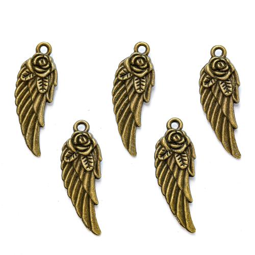 Vingeformet Zinc Alloy Pendler, Wing Shape, forgyldt, du kan DIY, flere farver til valg, nikkel, bly & cadmium fri, 30x10mm, Ca. 100pc'er/Bag, Solgt af Bag