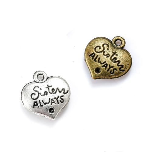 Pendentifs coeur en alliage de zinc, Placage, DIY, plus de couleurs à choisir, protéger l'environnement, sans nickel, plomb et cadmium, 16x14mm, Environ 100PC/sac, Vendu par sac