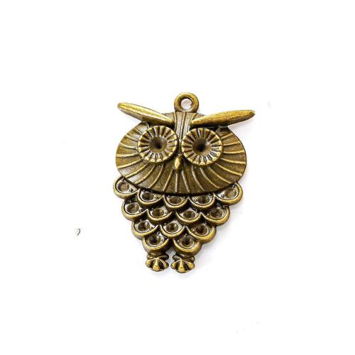 Zinc Alloy Animal Pendler, Owl, forgyldt, du kan DIY, flere farver til valg, nikkel, bly & cadmium fri, 32x24mm, Ca. 100pc'er/Bag, Solgt af Bag