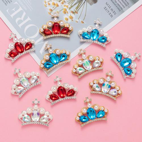 Hårpynt DIY resultater, Zinc Alloy, Crown, forgyldt, du kan DIY & med rhinestone, flere farver til valg, nikkel, bly & cadmium fri, 50.10x39.60mm, Solgt af PC