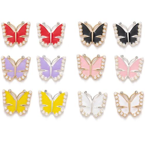 Hair Accessories DIY Findings Zinc Alloy with Plastic Pearl Butterfly plated enamel nickel lead & cadmium free Sold By Bag