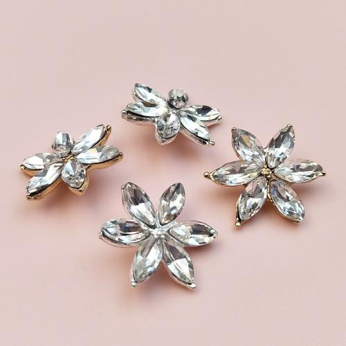 Hair Accessories DIY Findings Zinc Alloy Flower plated with rhinestone nickel lead & cadmium free Sold By Bag