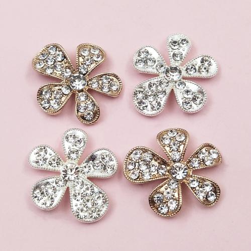 Hair Accessories DIY Findings Zinc Alloy Flower plated with rhinestone nickel lead & cadmium free Sold By Bag