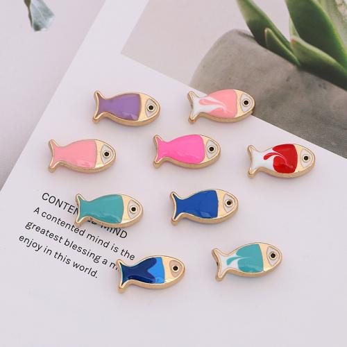 Zinc Alloy Jewelry Beads Fish plated DIY & enamel nickel lead & cadmium free Sold By Bag