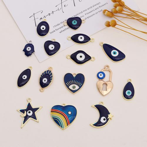 Connecteur Evil Eye, alliage de zinc, Placage, DIY & modèles différents pour le choix & émail, plus de couleurs à choisir, protéger l'environnement, sans nickel, plomb et cadmium, 10PC/sac, Vendu par sac