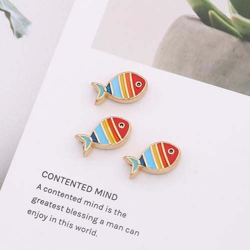 Zinc Alloy Jewelry Beads Fish plated DIY & enamel nickel lead & cadmium free Sold By Bag