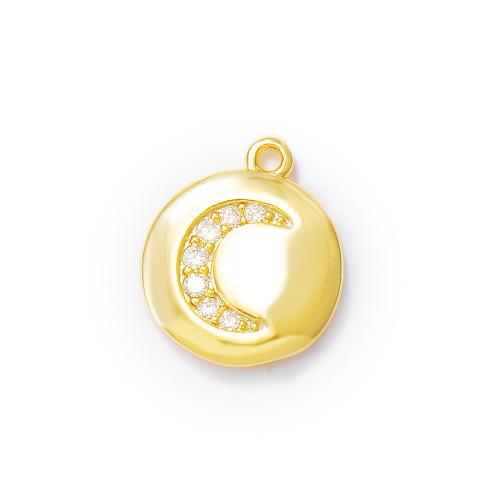 Cubique Pendentif en laiton zircon pavent, Plaqué d'or, DIY & pavé de micro zircon, Or, 10x12mm, Vendu par PC