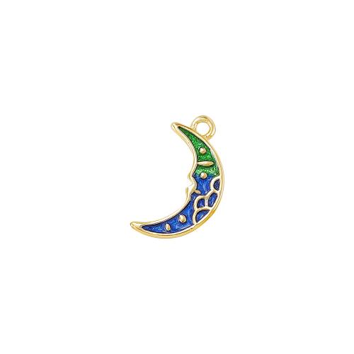 Brass Jewelry Pendants Moon real gold plated DIY & enamel golden Sold By PC