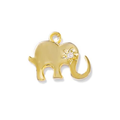 Cubic Zirconia Micro Pave Brass Pendant Elephant real gold plated DIY & micro pave cubic zirconia golden Sold By PC