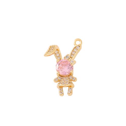 Cubic Zirconia Micro Pave Brass Pendant Rabbit real gold plated DIY & micro pave cubic zirconia Sold By PC