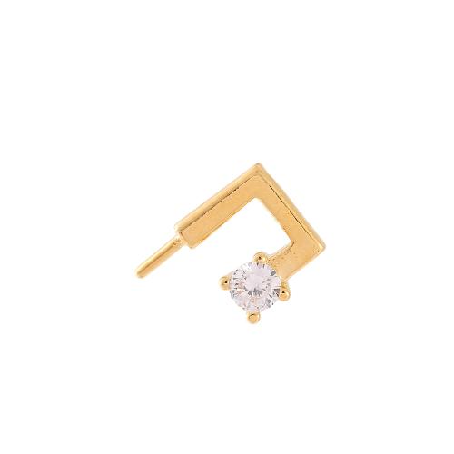 Clou boucle d'oreille en laiton, Plaqué d'or, DIY & pavé de micro zircon, Or, 8x11mm, Vendu par paire