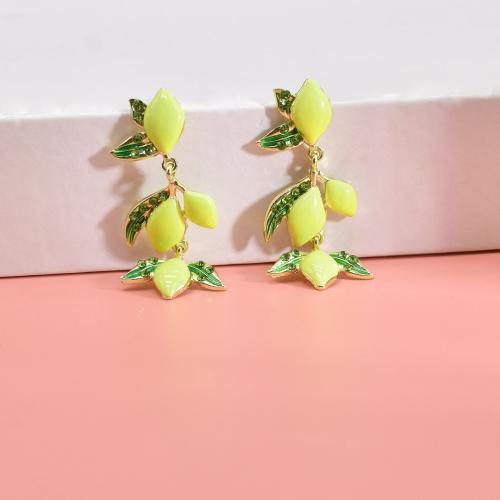 Zinc Alloy Drop Earrings for woman & enamel & with rhinestone Sold By Lot