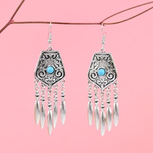 Pendientes de turquesa, aleación de zinc, con turquesa, Vintage & diferentes estilos para la opción & para mujer, más colores para la opción, 5PCs/Grupo, Vendido por Grupo