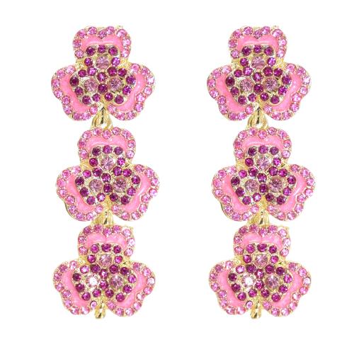 Rhinestone Earring Zinc Alloy plated for woman & enamel & with rhinestone Sold By Lot