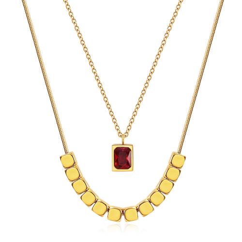 Collier d'acier titane, Placage, pavé de micro zircon & pour femme, plus de couleurs à choisir, Vendu par PC