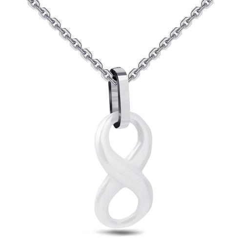 Collier d'acier titane, avec porcelaine, Placage, pour femme, blanc, Vendu par PC