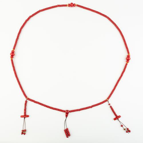 corail synthétique collier, style folk & unisexe, rouge, Longueur Environ 64 cm, Vendu par PC