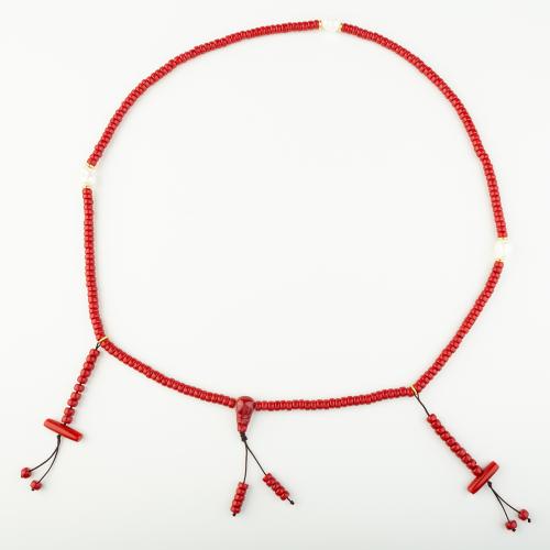 corail synthétique collier, style folk & unisexe, rouge, Longueur Environ 51 cm, Vendu par PC