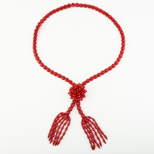 corail synthétique collier, style folk & unisexe, rouge, Longueur Environ 52 cm, Vendu par PC