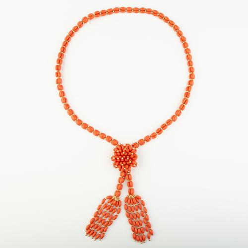 Coral sintético collar, estilo popular & unisexo, naranja, longitud aproximado 49 cm, Vendido por UD