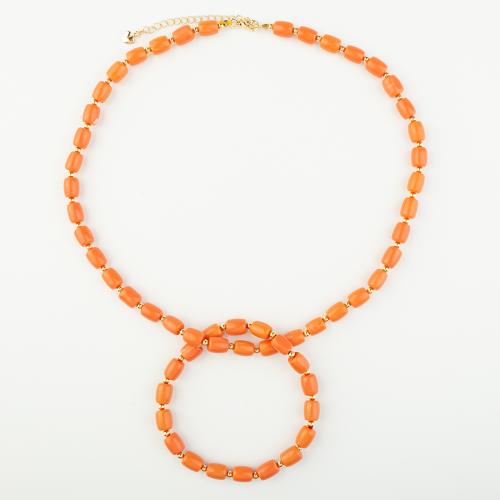 corail synthétique collier, avec laiton, style folk & unisexe, orange, Longueur Environ 32 cm, Vendu par PC