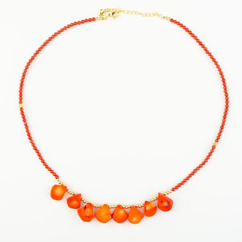 Coral Necklace with Brass folk style & Unisex orange Length Approx 25 cm Sold By PC