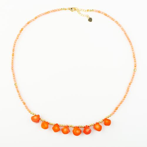 Coral Necklace with Brass folk style & Unisex orange Length Approx 25 cm Sold By PC