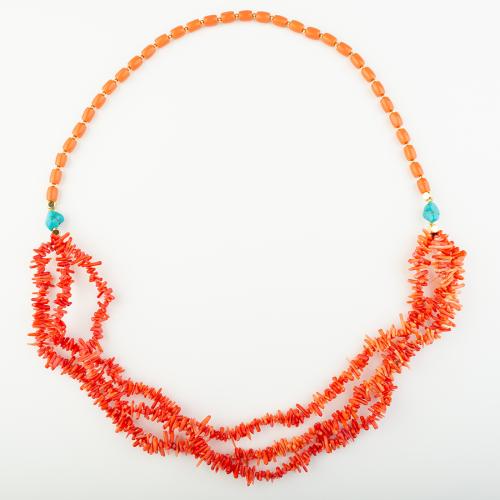 Syntetisk Coral Halsband, folkliga stil & Unisex, Längd Ca 39 cm, Säljs av PC