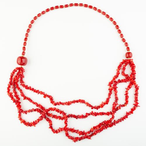 Coral sintético collar, estilo popular & unisexo, Rojo, longitud aproximado 47 cm, Vendido por UD