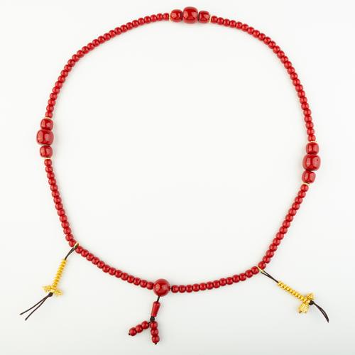 corail synthétique collier, avec laiton, style folk & unisexe, Longueur Environ 47 cm, Vendu par PC