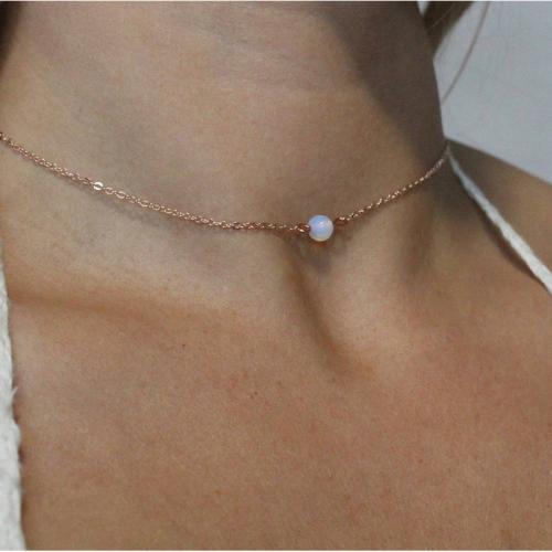 Mode Choker Ketting, Zinc Alloy, met Glas, met 10cm extender keten, mode sieraden & voor vrouw, meer kleuren voor de keuze, Lengte Ca 30 cm, Verkocht door PC