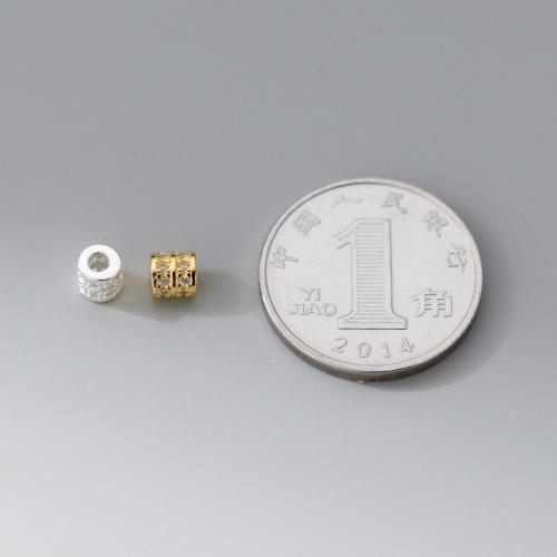 スペーサービーズジュエリー, 925スターリングシルバー, DIY & マイクロパヴェジルコニア, 無色, 3.70x3.70mm, 穴:約 1.7mm, 売り手 パソコン