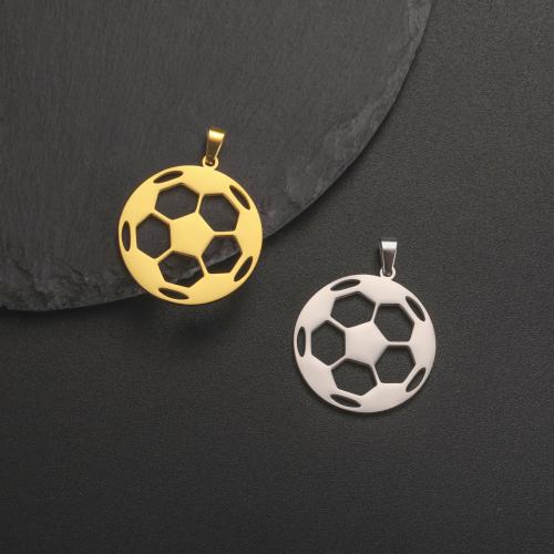 Bijoux pendentifs en acier inoxydable , Acier inoxydable 304, Football, DIY & creux, plus de couleurs à choisir, 25x27mm, Vendu par PC