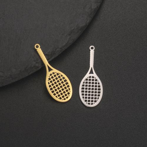 Rustfrit stål smykker Vedhæng, 304 rustfrit stål, Tennis Racket, du kan DIY, flere farver til valg, 10x28mm, Solgt af PC