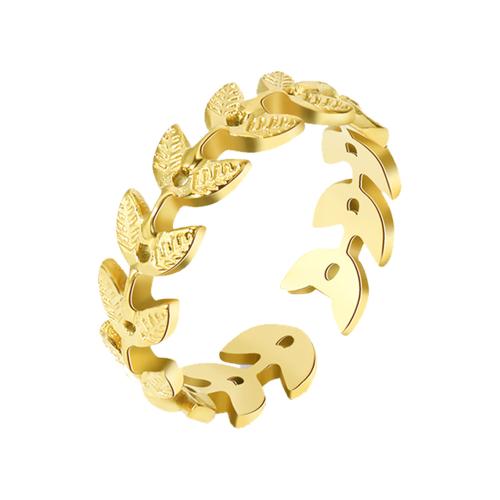 Stainless Steel Finger Ring 304 Stainless Steel Wheat 18K gold plated fashion jewelry & for woman golden Sold By PC