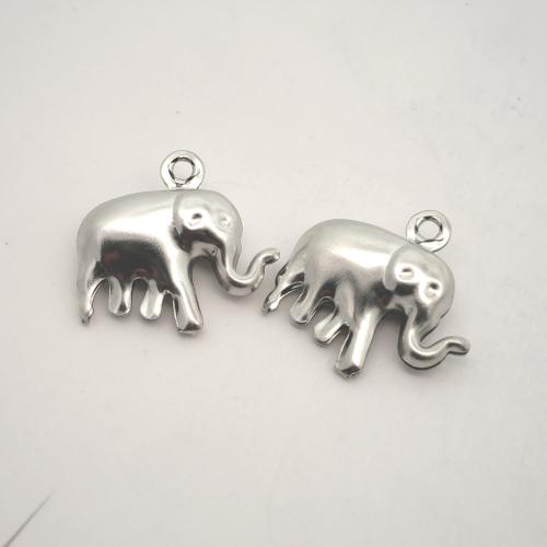 Roestvrij staal Animal Hangers, 304 roestvrij staal, Olifant, DIY, oorspronkelijke kleur, 15x14mm, Verkocht door PC