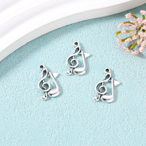 Zinc Alloy Pendler, Music Note, sølvfarvet forgyldt, du kan DIY, nikkel, bly & cadmium fri, 21x16mm, Ca. 100pc'er/Bag, Solgt af Bag