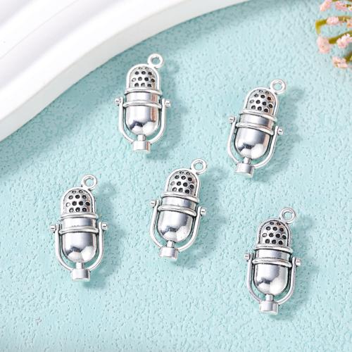 Zinc Alloy Pendants Microphone silver color plated DIY nickel lead & cadmium free Approx Sold By Bag