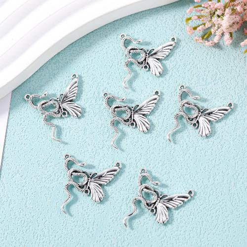 Animal Zinc Alloy Connector Butterfly silver color plated DIY & 1/2 loop nickel lead & cadmium free Approx Sold By Bag