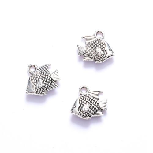 Zinc Alloy Animal Pendants Fish silver color plated DIY nickel lead & cadmium free Approx Sold By Bag