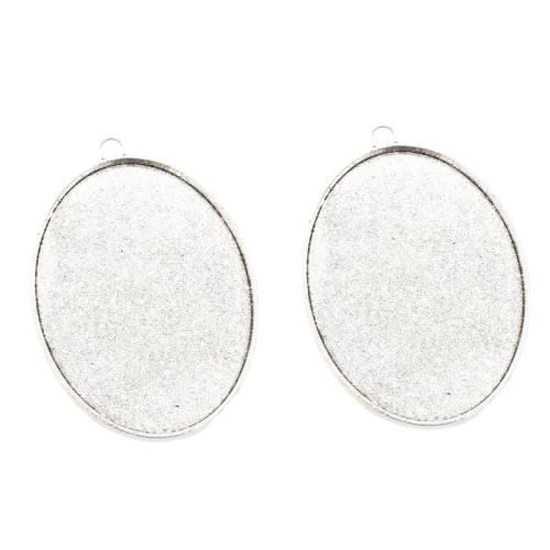 Zinc Alloy Pendant Cabochon Setting Flat Oval plated DIY & double-sided nickel lead & cadmium free Approx Sold By Bag