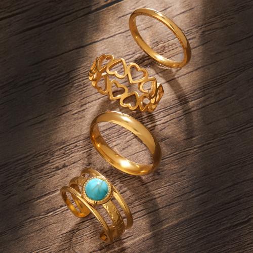 Brass Finger Ring with turquoise gold color plated Adjustable  & for woman nickel lead & cadmium free Sold By PC